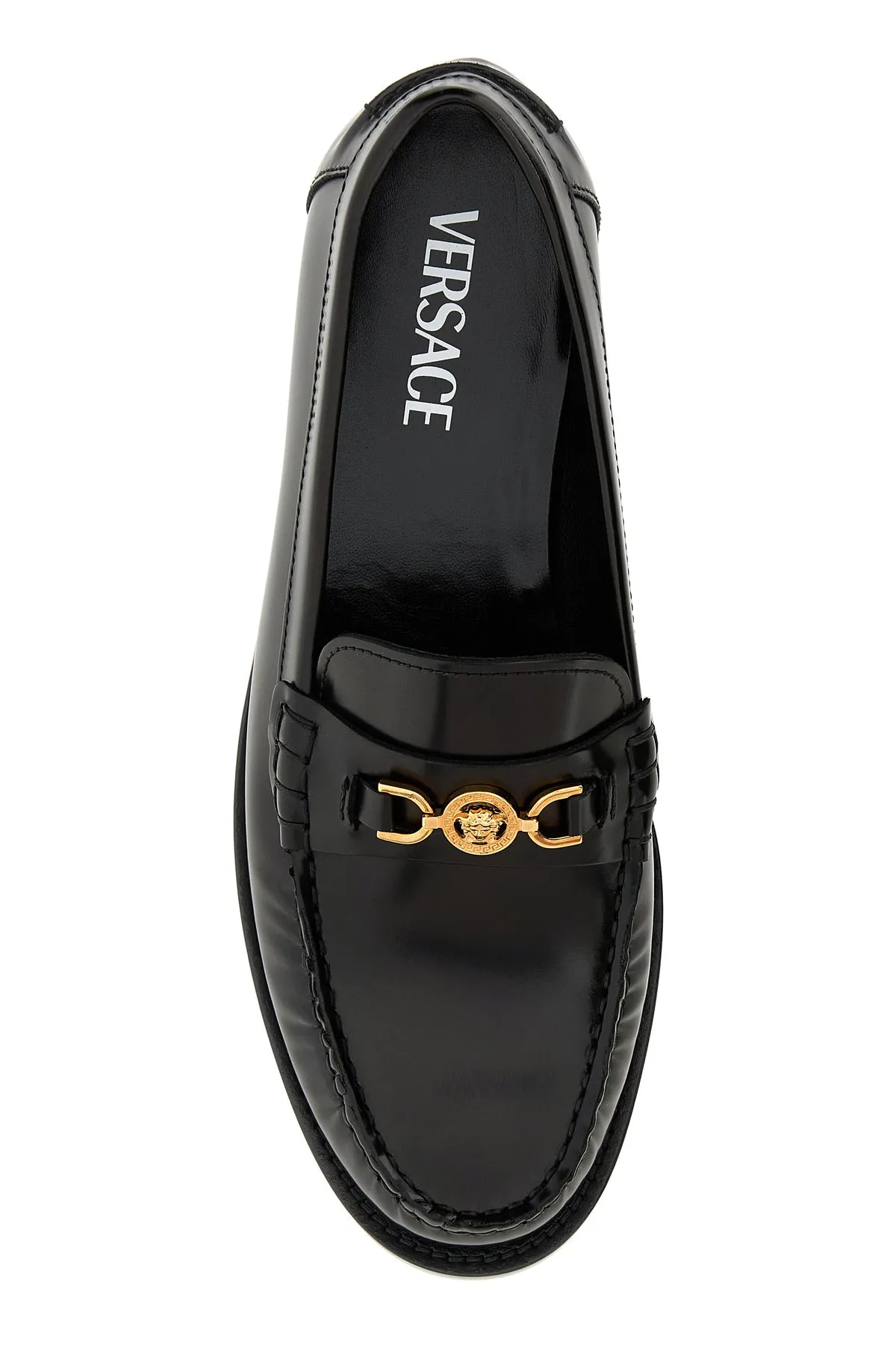 Black leather Medusa '95 loafers