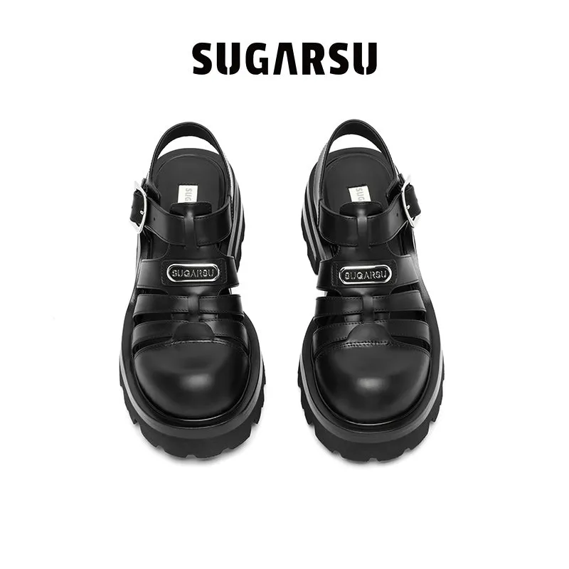 Butterfly Manor Thorns Series Roman Sandals In Black