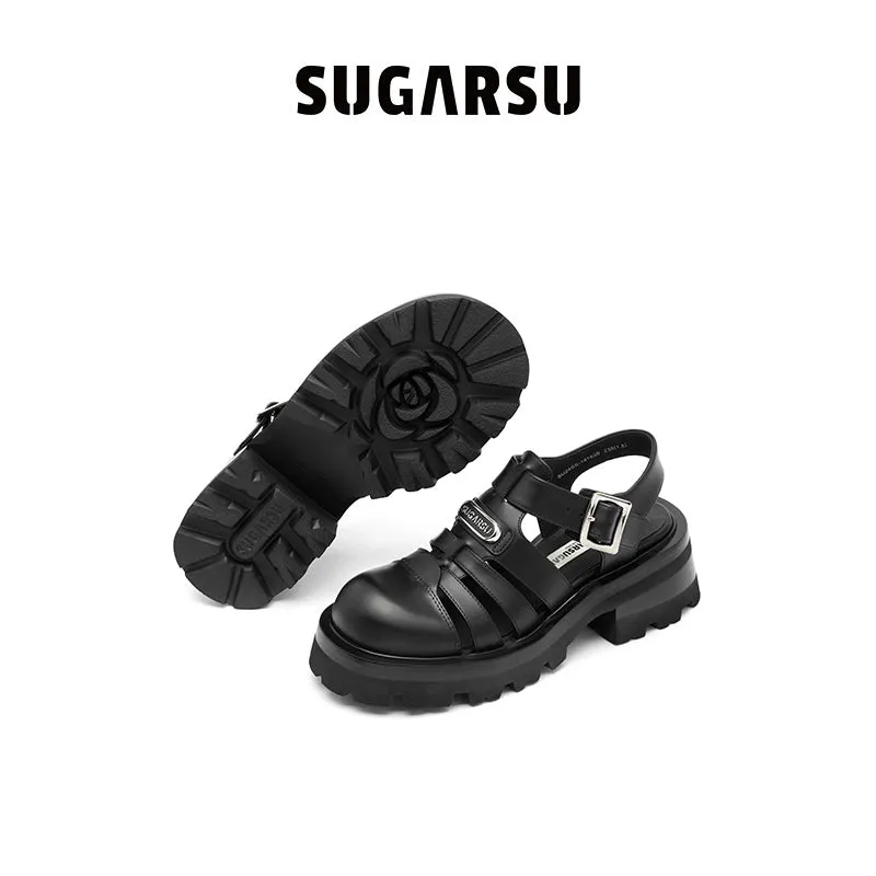 Butterfly Manor Thorns Series Roman Sandals In Black