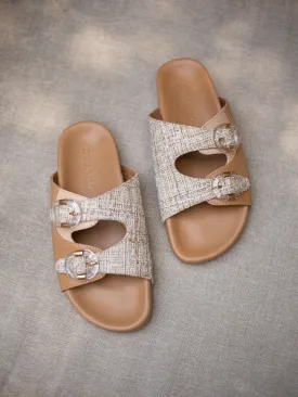 Cabana Double Buckle Sliders Natural