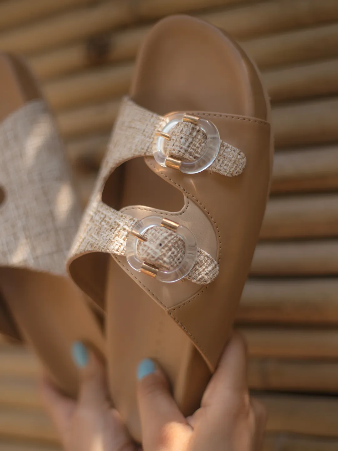 Cabana Double Buckle Sliders Natural
