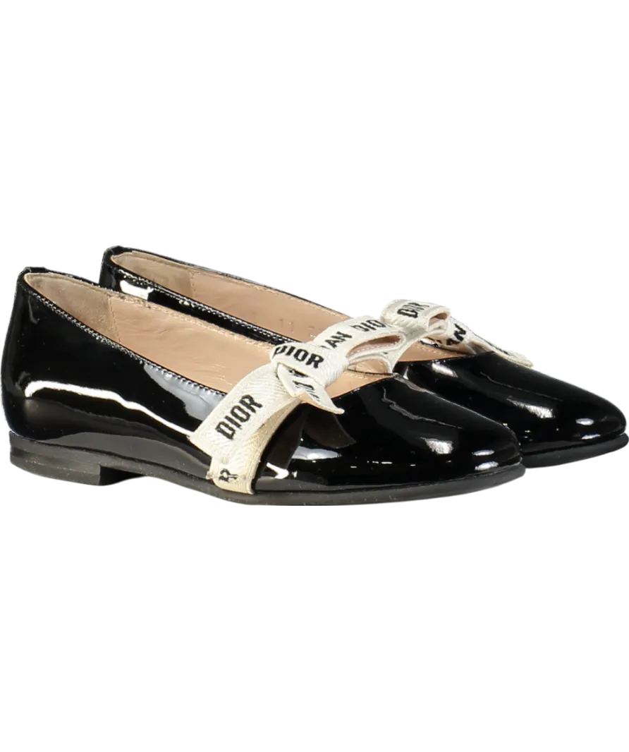 Christian Dior Black Patent Leather Ballet Flats UK 11.5 EU 30 👼