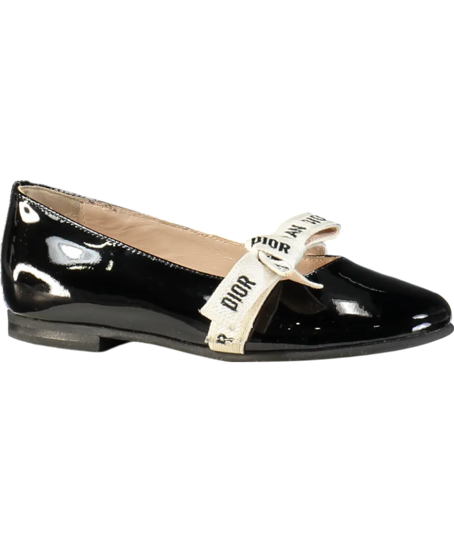 Christian Dior Black Patent Leather Ballet Flats UK 11.5 EU 30 👼