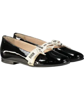 Christian Dior Black Patent Leather Ballet Flats UK 11.5 EU 30 👼