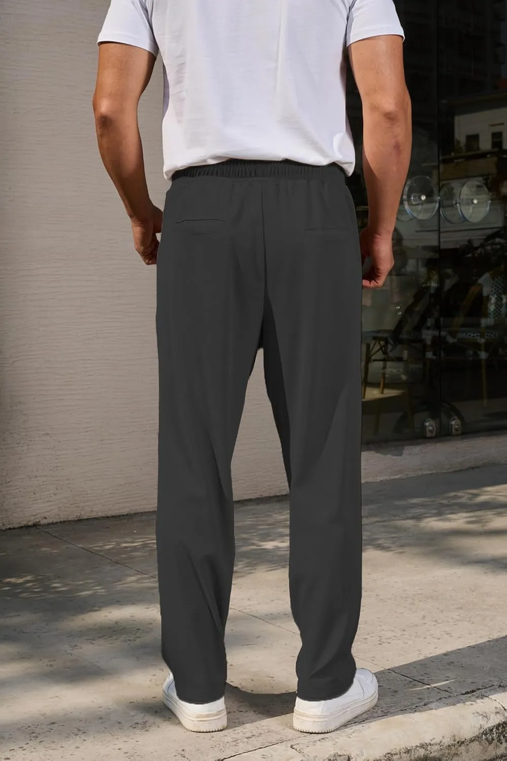COOFANDY Men's Casual Pants Waffle Knit Yoga Pants Lightweight Sweatpants Open Bottom Lounge Trousers