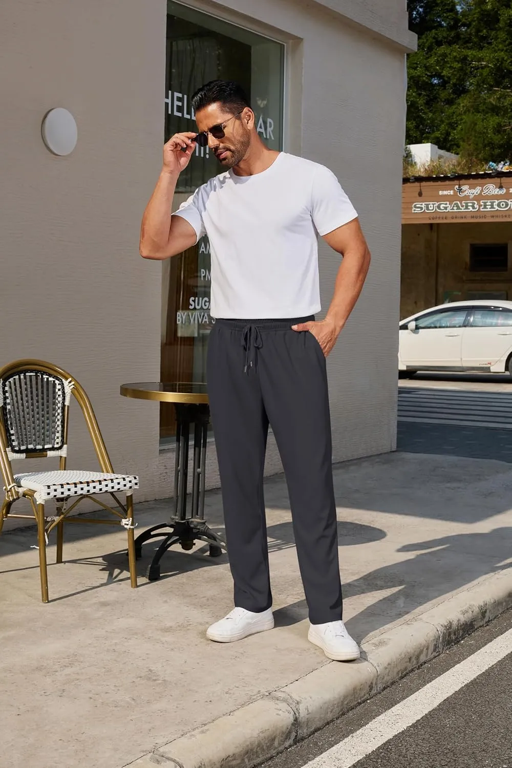 COOFANDY Men's Casual Pants Waffle Knit Yoga Pants Lightweight Sweatpants Open Bottom Lounge Trousers