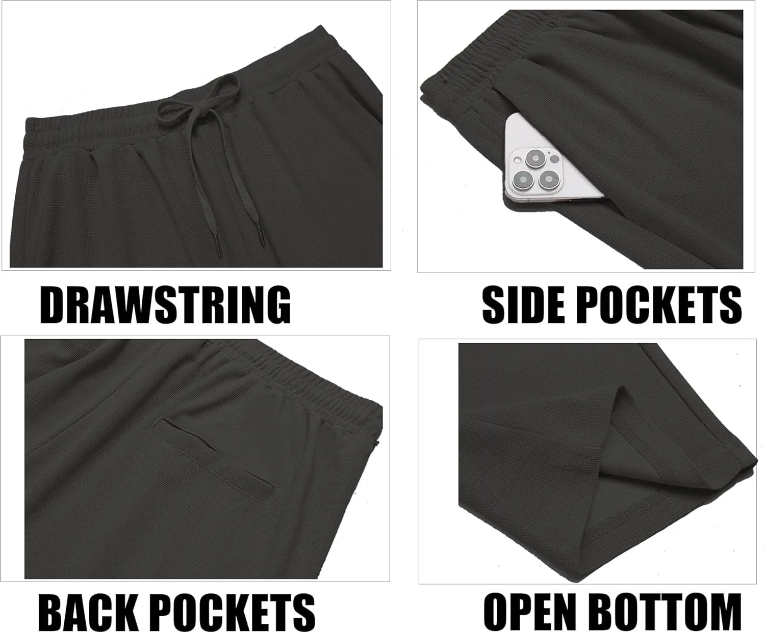 COOFANDY Men's Casual Pants Waffle Knit Yoga Pants Lightweight Sweatpants Open Bottom Lounge Trousers
