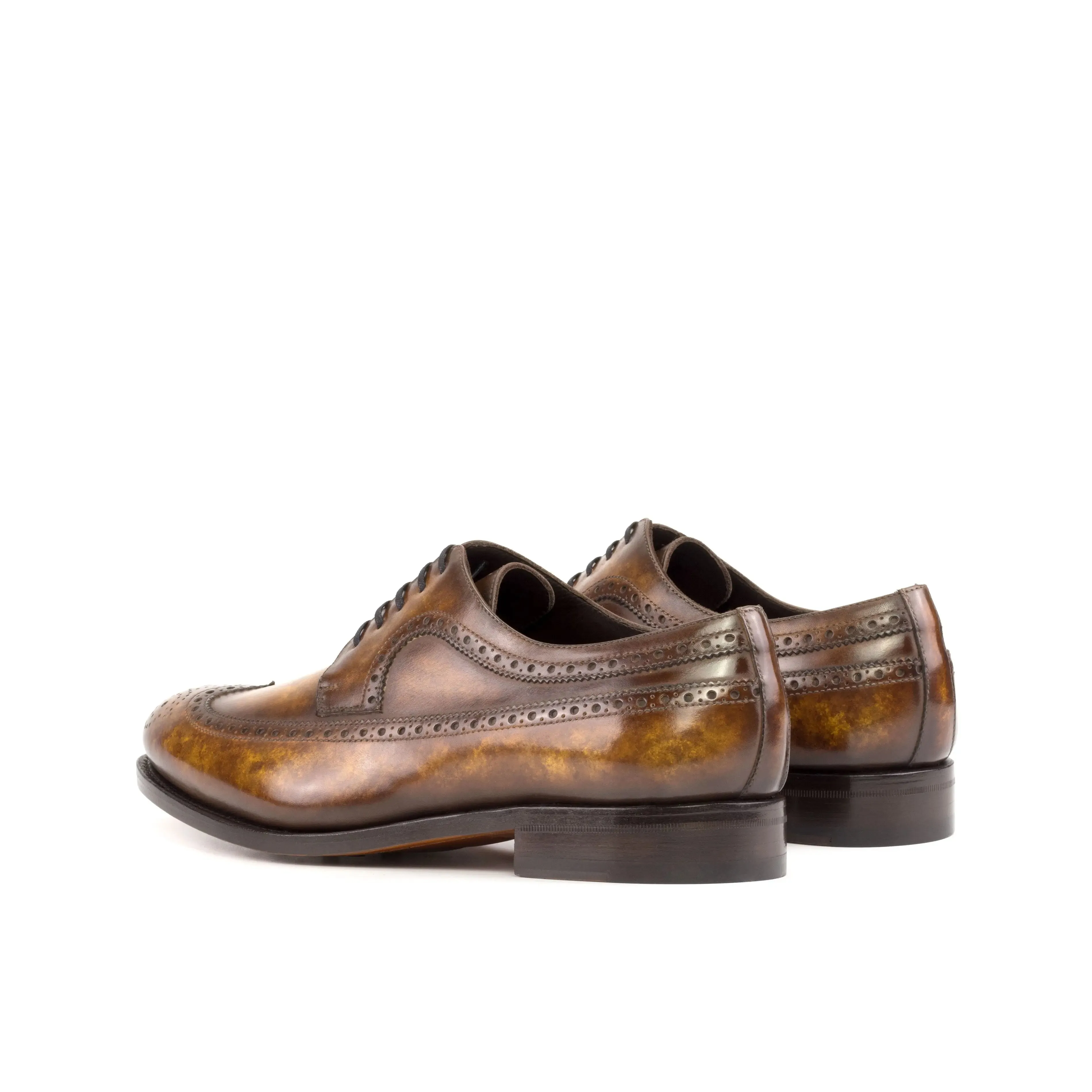 DapperFam Zephyr in Cognac Men's Hand-Painted Patina Longwing Blucher