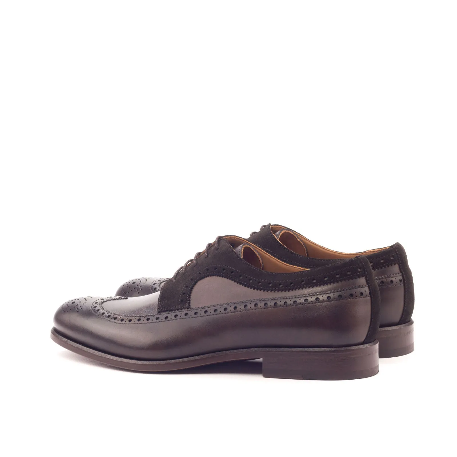 DapperFam Zephyr in Dark Brown Men's Lux Suede & Italian Leather Longwing Blucher