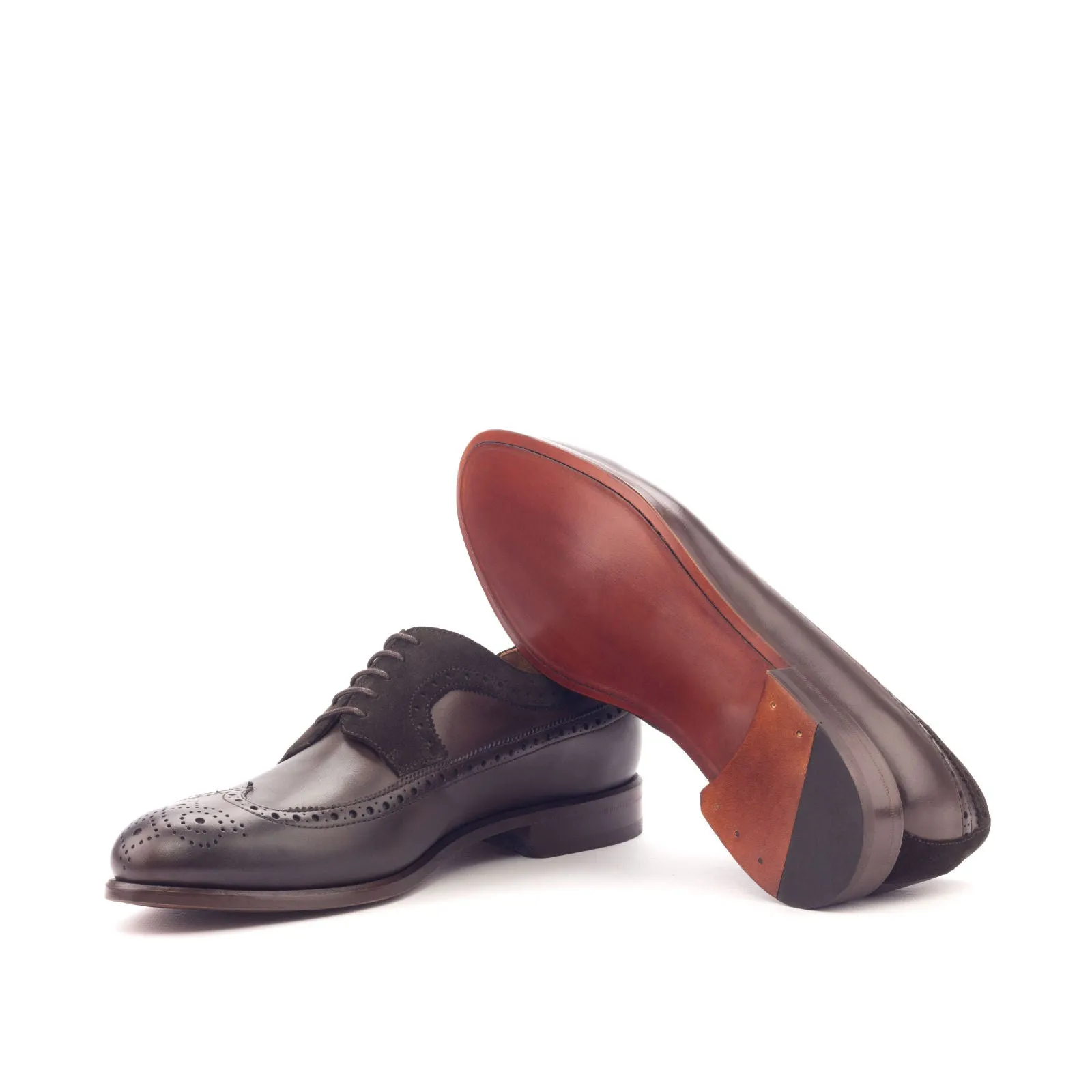 DapperFam Zephyr in Dark Brown Men's Lux Suede & Italian Leather Longwing Blucher