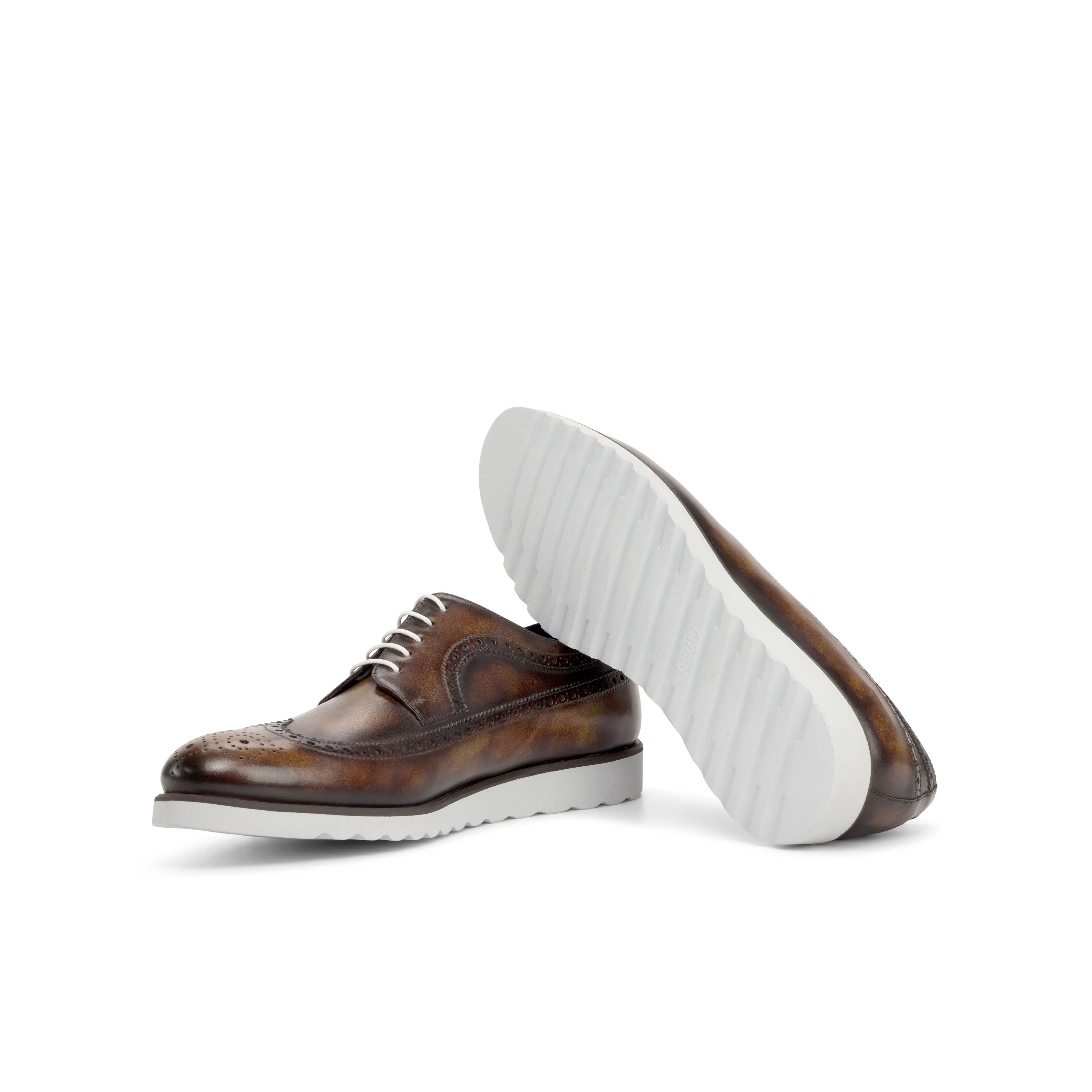 DapperFam Zephyr in Fire Men's Hand-Painted Patina Longwing Blucher
