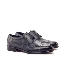 DapperFam Zephyr in Grey / Red Men's Hand-Painted Patina & Italian Leather Longwing Blucher