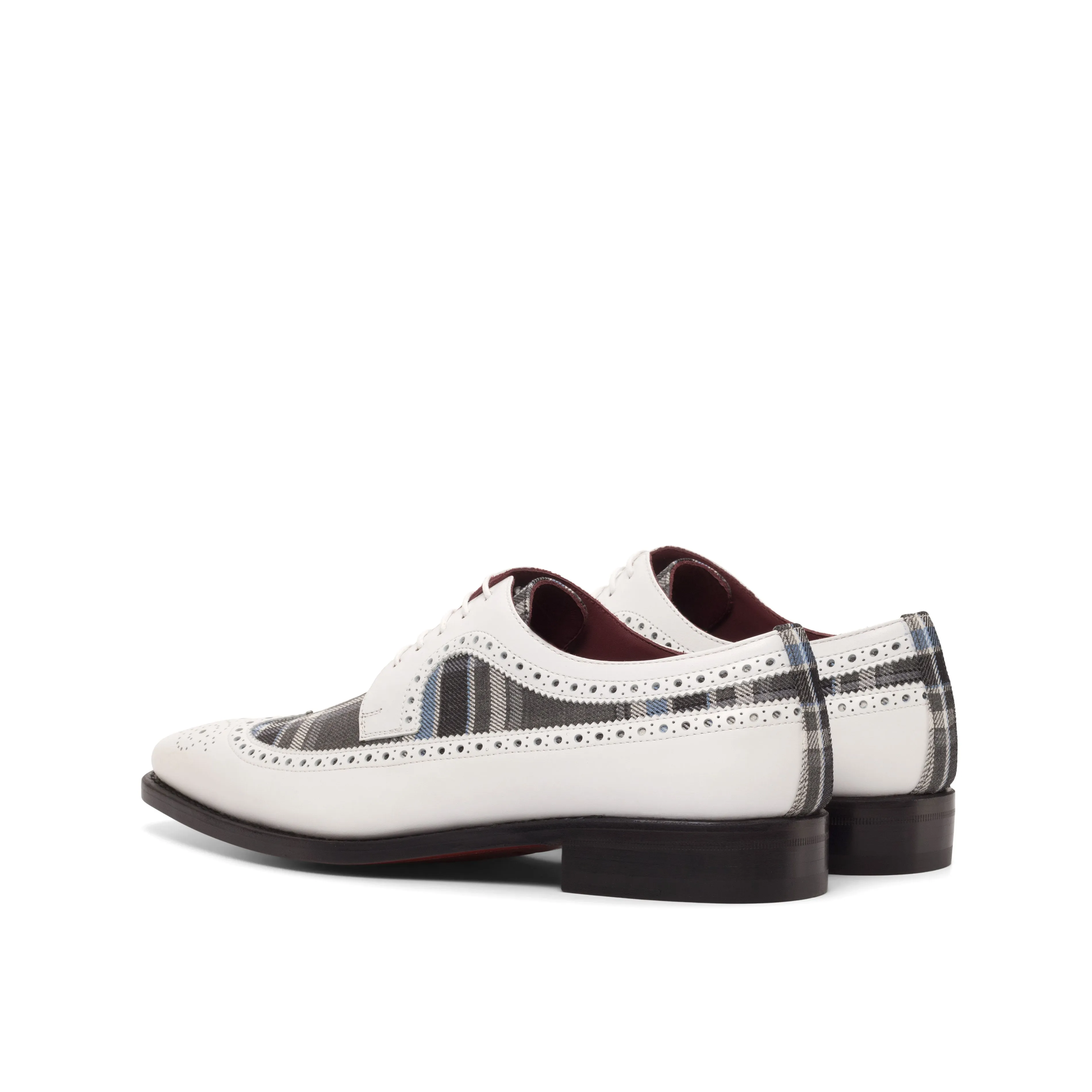 DapperFam Zephyr in Plaid / White Men's Sartorial & Italian Leather Longwing Blucher