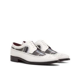 DapperFam Zephyr in Plaid / White Men's Sartorial & Italian Leather Longwing Blucher