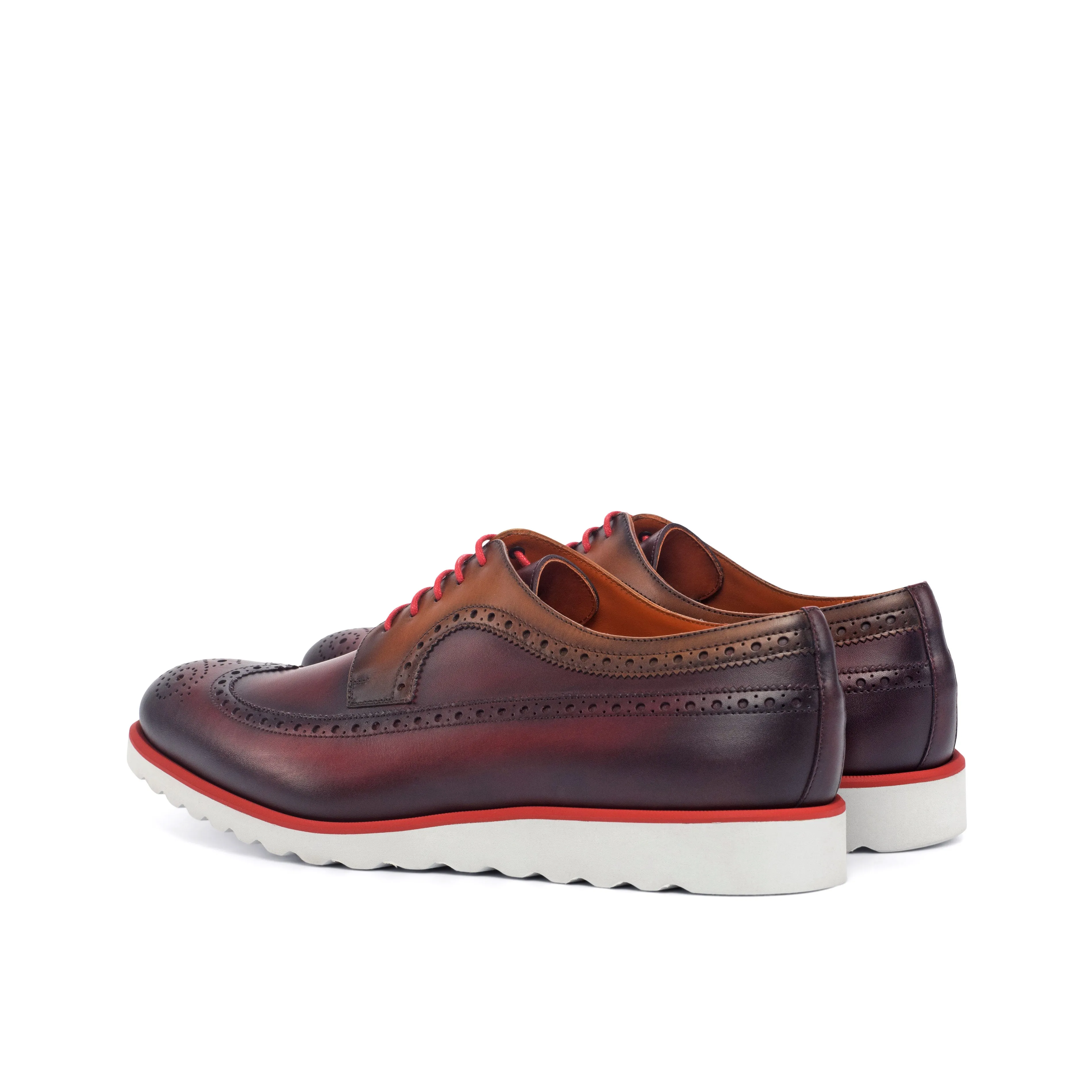DapperFam Zephyr in Red / Cognac Men's Italian Leather Longwing Blucher
