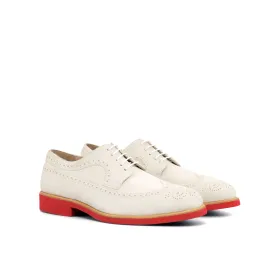 DapperFam Zephyr in White Men's Italian Suede Longwing Blucher