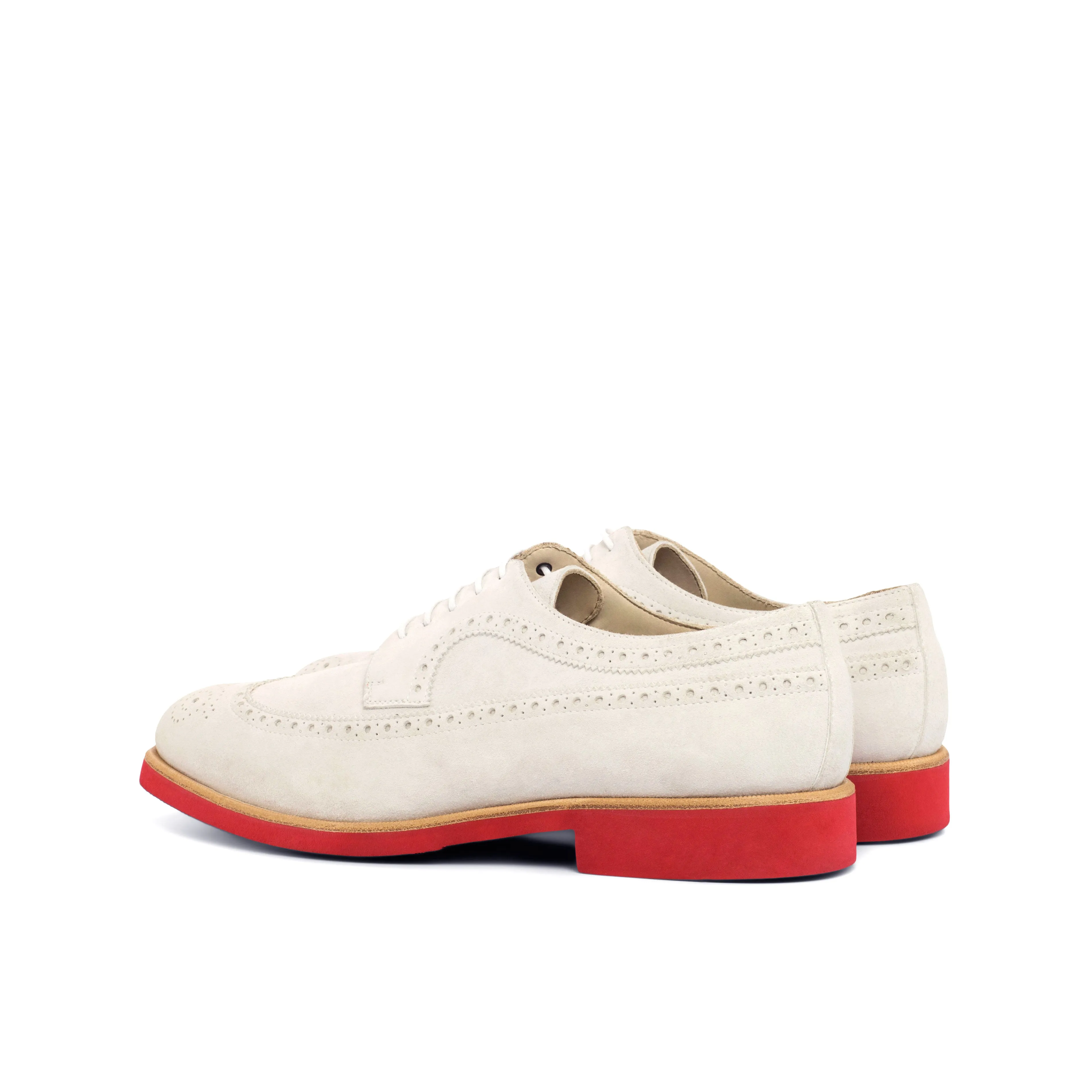 DapperFam Zephyr in White Men's Italian Suede Longwing Blucher