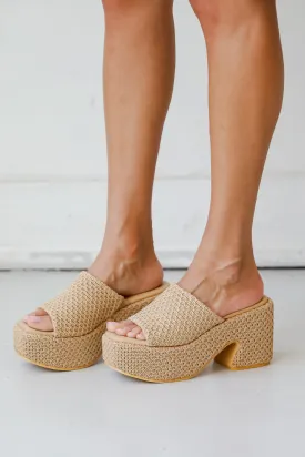 FINAL SALE - What A View Tan Platform Slide Heels