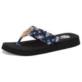 FIREWORK Women Star Denim Strap Thong Flip Flops