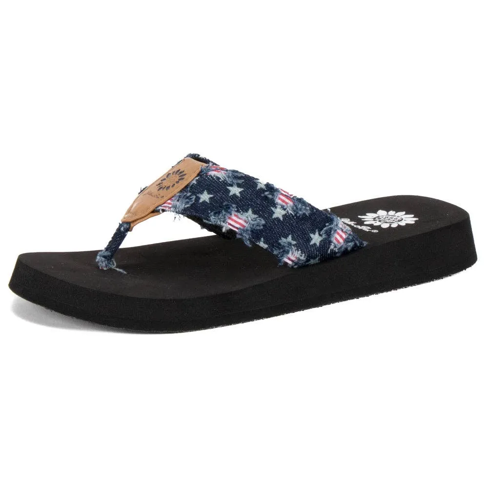 FIREWORK Women Star Denim Strap Thong Flip Flops