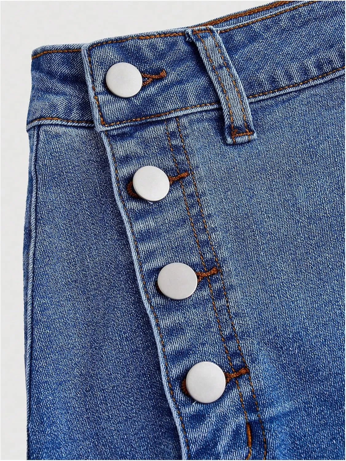 Floerns Women's Casual Denim Skirt Button Side Stretchy Street Bodycon Mini Skirts