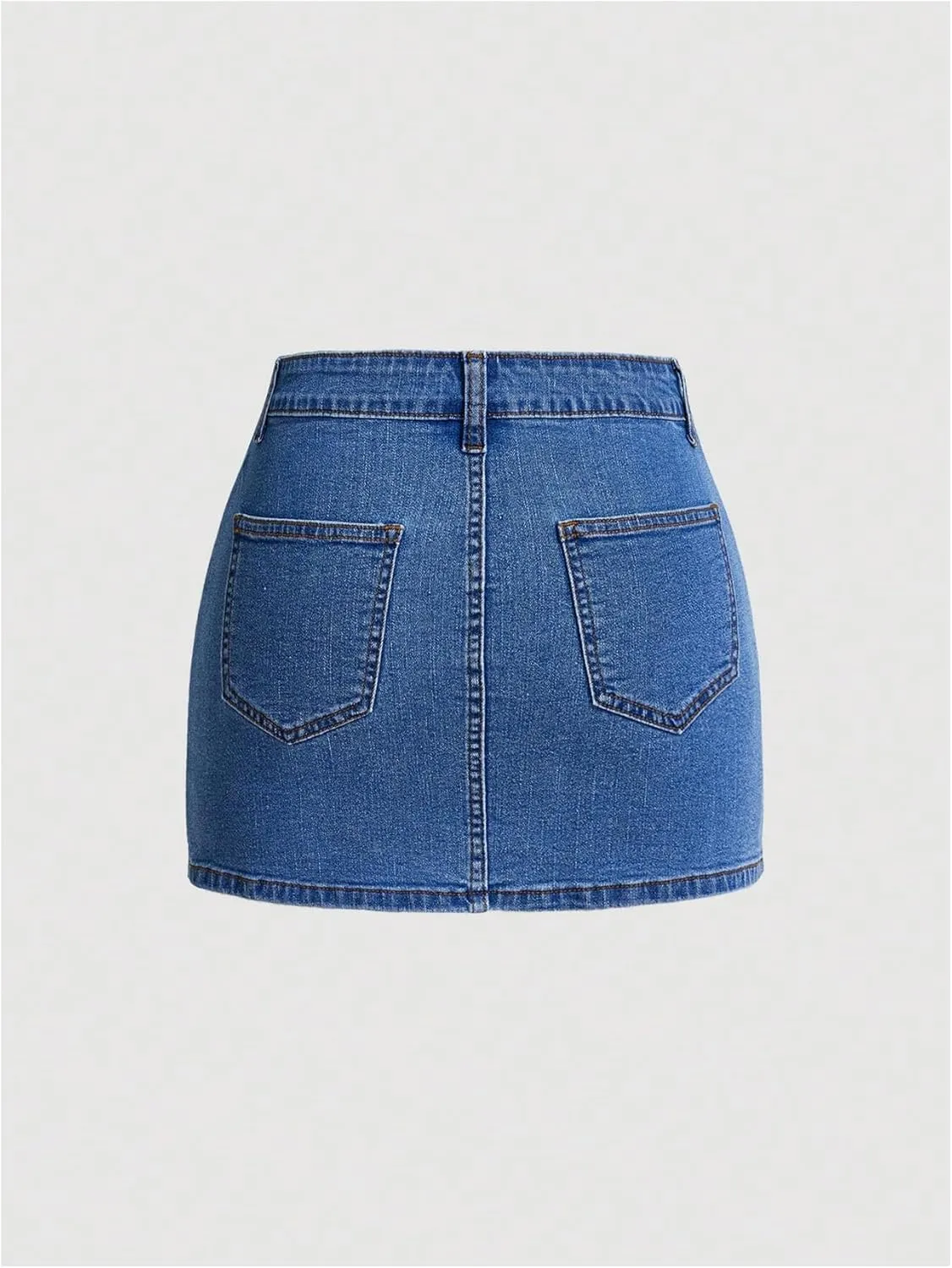Floerns Women's Casual Denim Skirt Button Side Stretchy Street Bodycon Mini Skirts