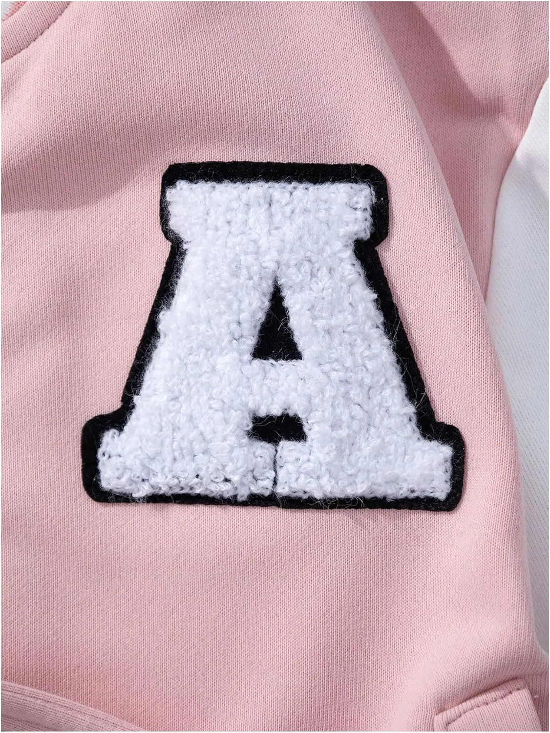 Girl's 2 Piece Outfit Letter Embroidery Baseball Jacket and Pleated Short Skirt Set