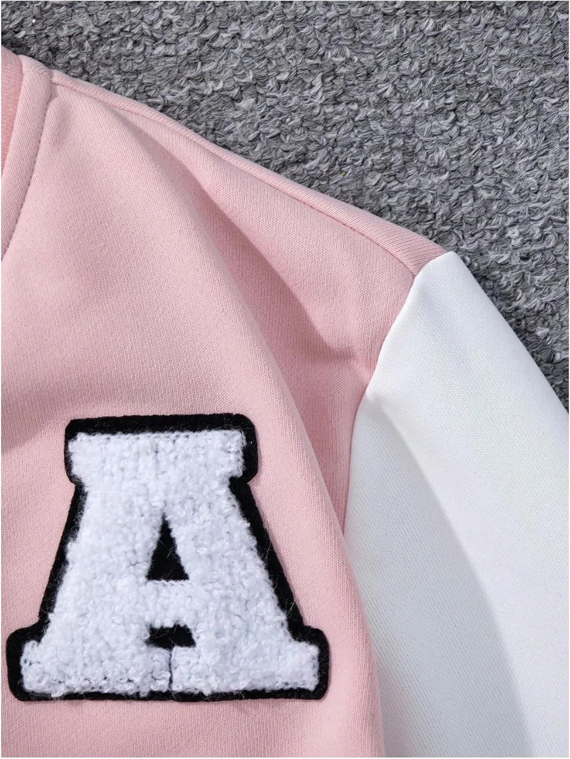 Girl's 2 Piece Outfit Letter Embroidery Baseball Jacket and Pleated Short Skirt Set