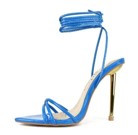 gold heel wrap around tie up stiletto heel