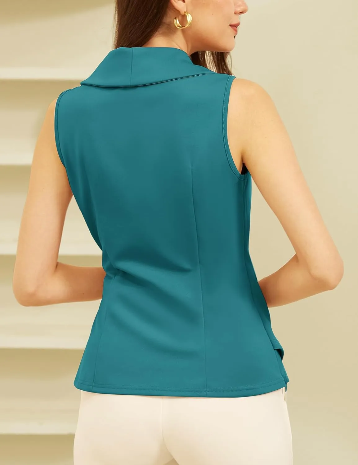 GRACE KARIN Women's Wrap V Neck Casual Work Tops Sleeveless Office Dressy Summer Blouse Asymmetrical Elegant Shirts