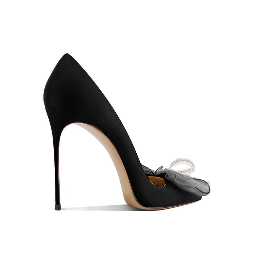 LENOB Diamante Bow High Heel Pumps - 10cm