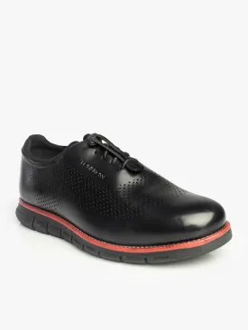 Men Black Perforation Oxford Shoes