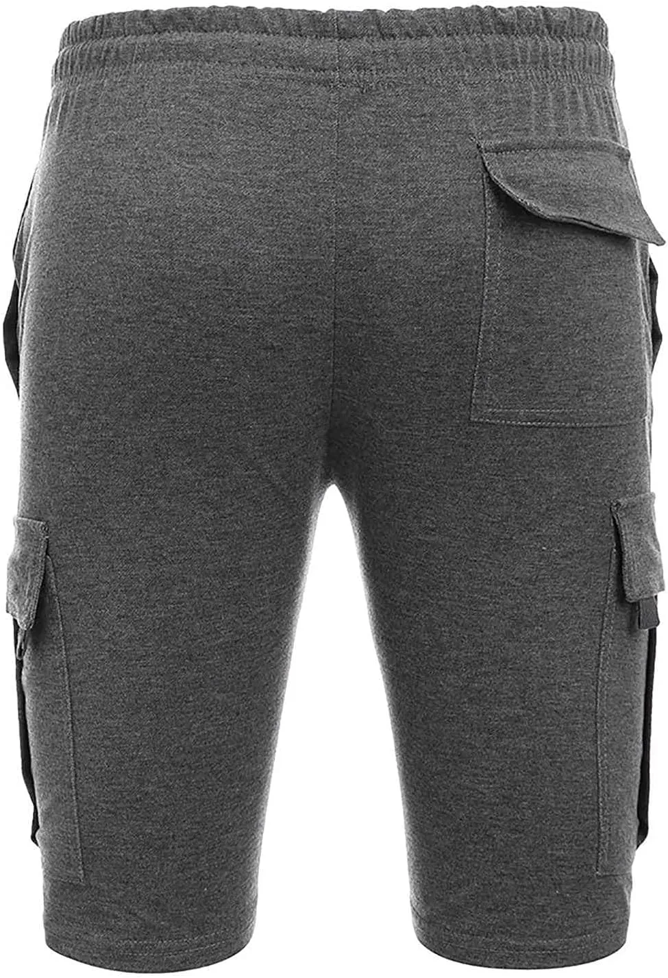 Mens Cargo Sweat Shorts Casual Drawstring Elastic Waist Athletic Workout Gym Jogger Shorts Summer Sport Short Pockets