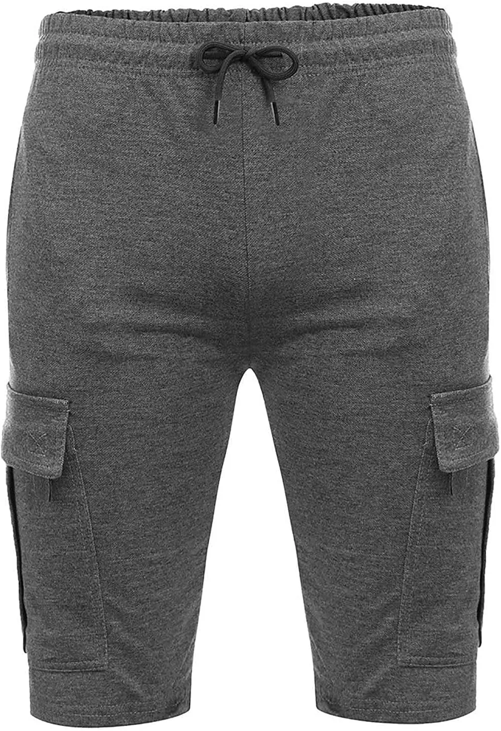 Mens Cargo Sweat Shorts Casual Drawstring Elastic Waist Athletic Workout Gym Jogger Shorts Summer Sport Short Pockets