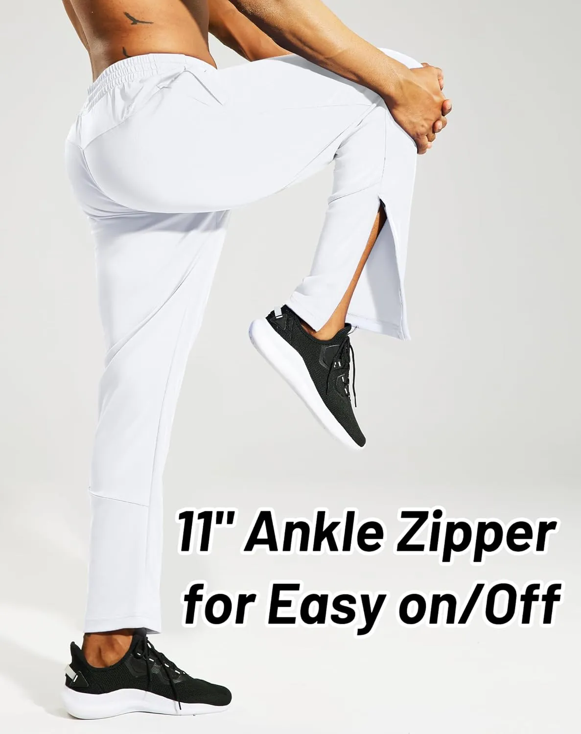 MIER Mens Sweatpants with Pockets, Athletic Training Track Jogger, Soccer Warm-up Pants with Zipper Ankle