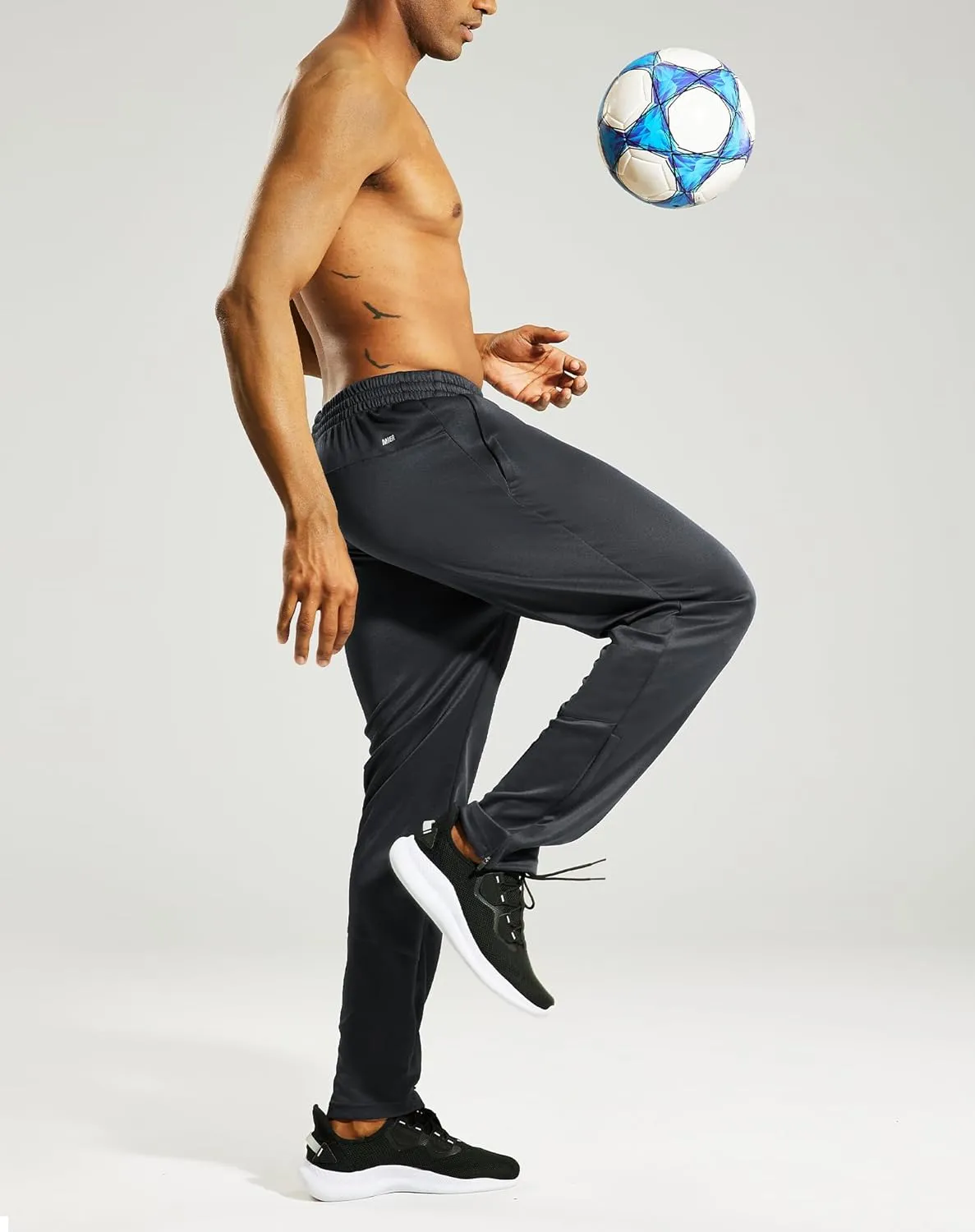 MIER Mens Sweatpants with Pockets, Athletic Training Track Jogger, Soccer Warm-up Pants with Zipper Ankle