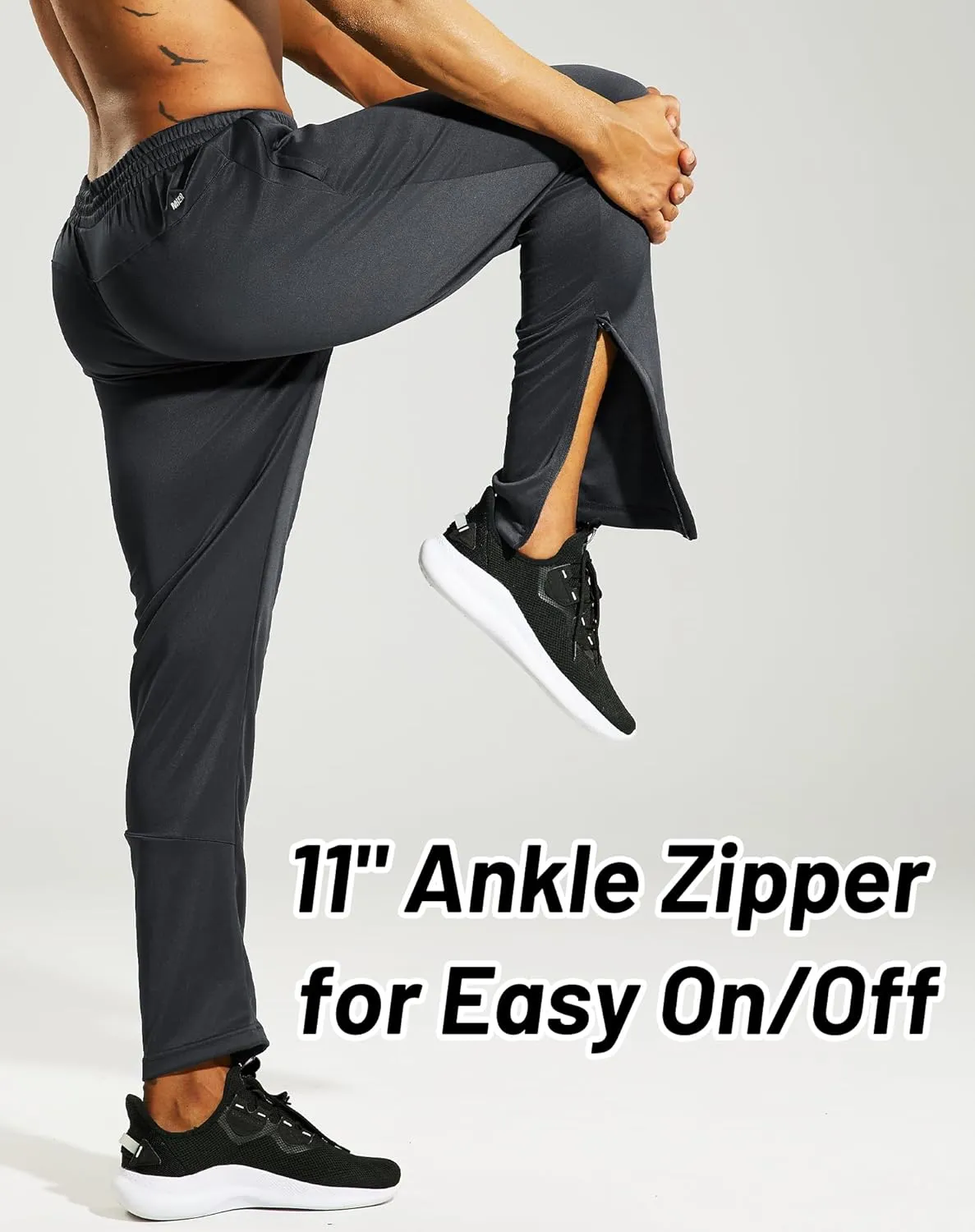 MIER Mens Sweatpants with Pockets, Athletic Training Track Jogger, Soccer Warm-up Pants with Zipper Ankle