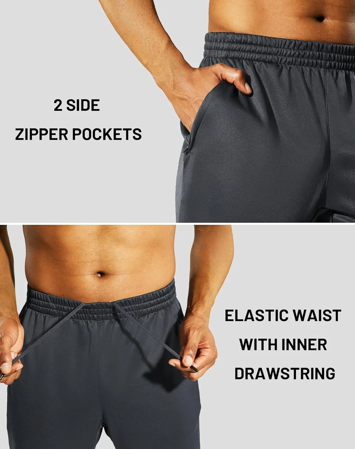 MIER Mens Sweatpants with Pockets, Athletic Training Track Jogger, Soccer Warm-up Pants with Zipper Ankle