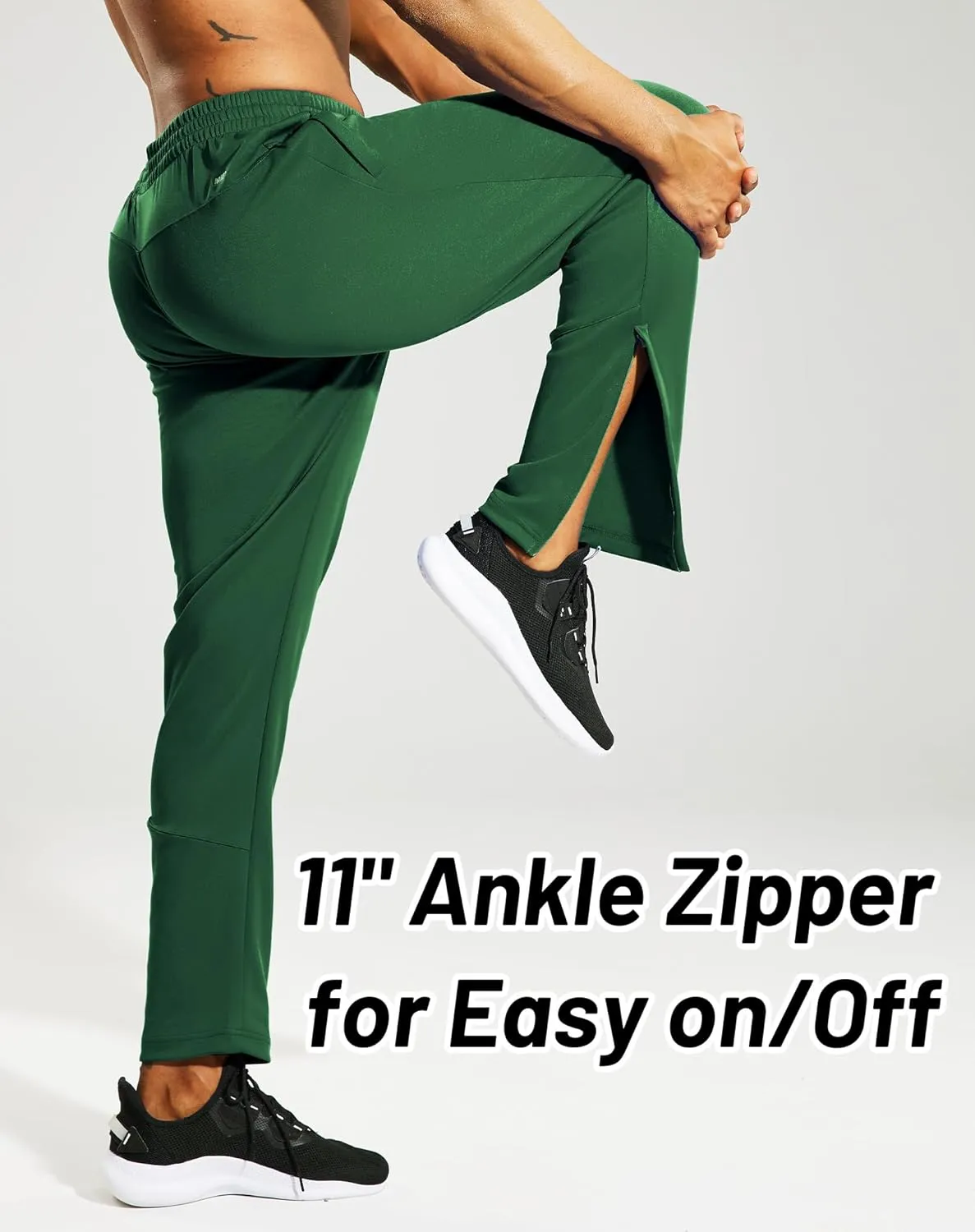 MIER Mens Sweatpants with Pockets, Athletic Training Track Jogger, Soccer Warm-up Pants with Zipper Ankle