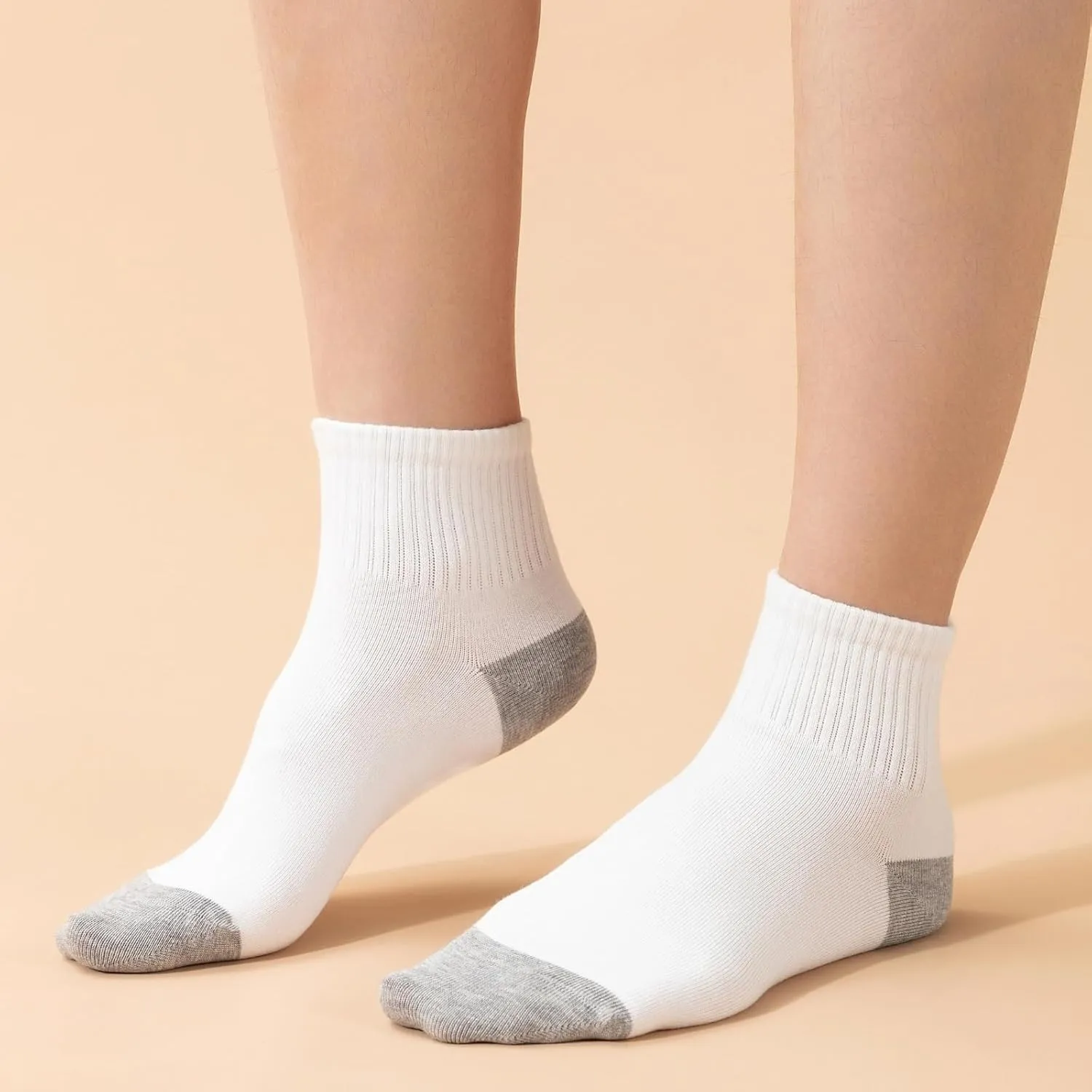 Ndoobiy 6 Pairs White Ankle Socks Womens Socks Cotton Soft Breathable Athletic Socks
