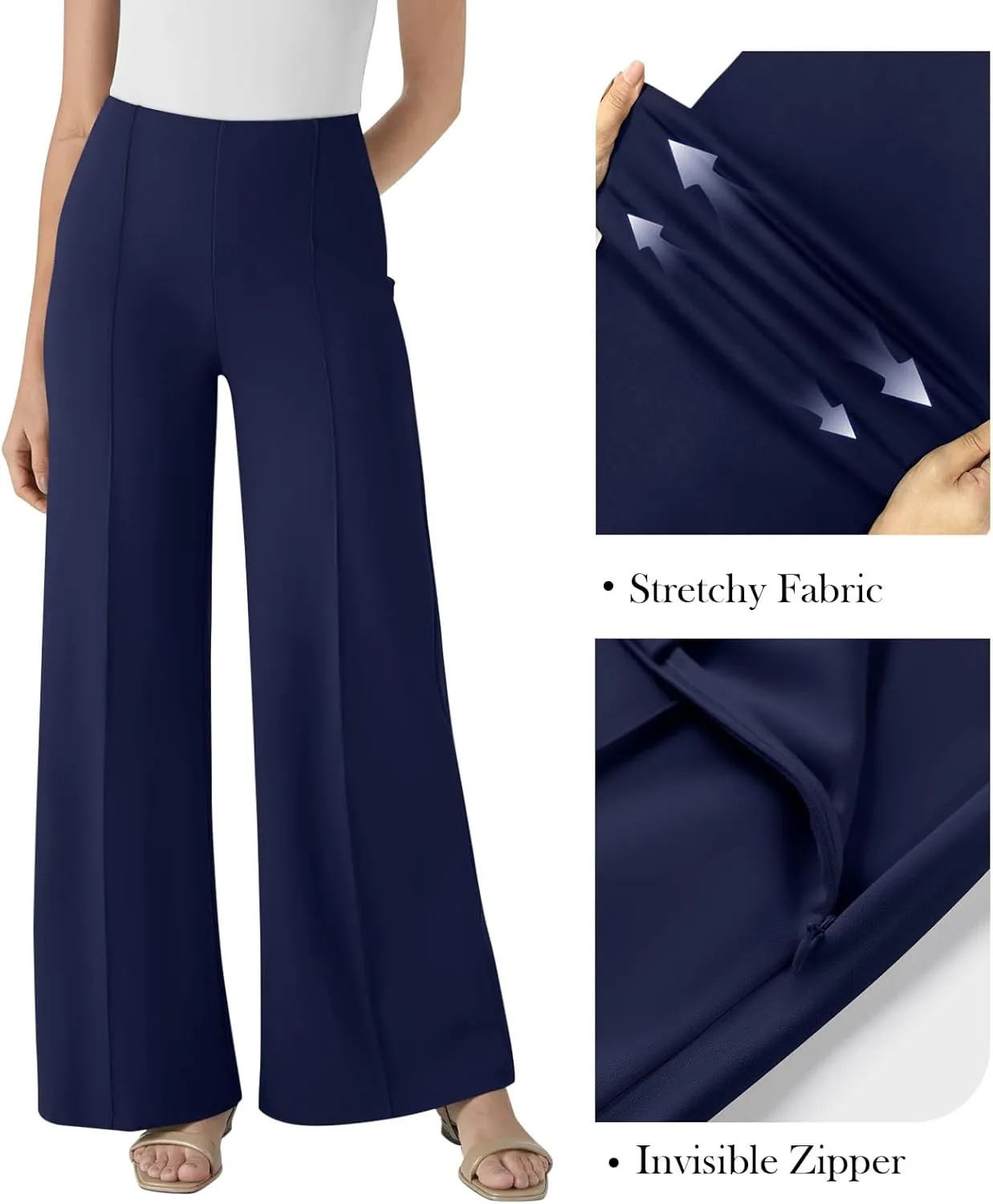 NIMIN Womens Wide Leg Business Casual Pants Dressy Work Slack High Waisted Stretchy Trousers 2025