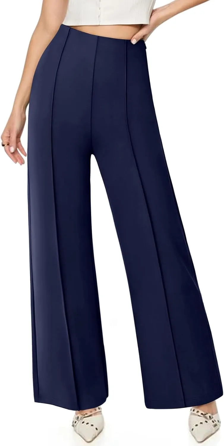 NIMIN Womens Wide Leg Business Casual Pants Dressy Work Slack High Waisted Stretchy Trousers 2025
