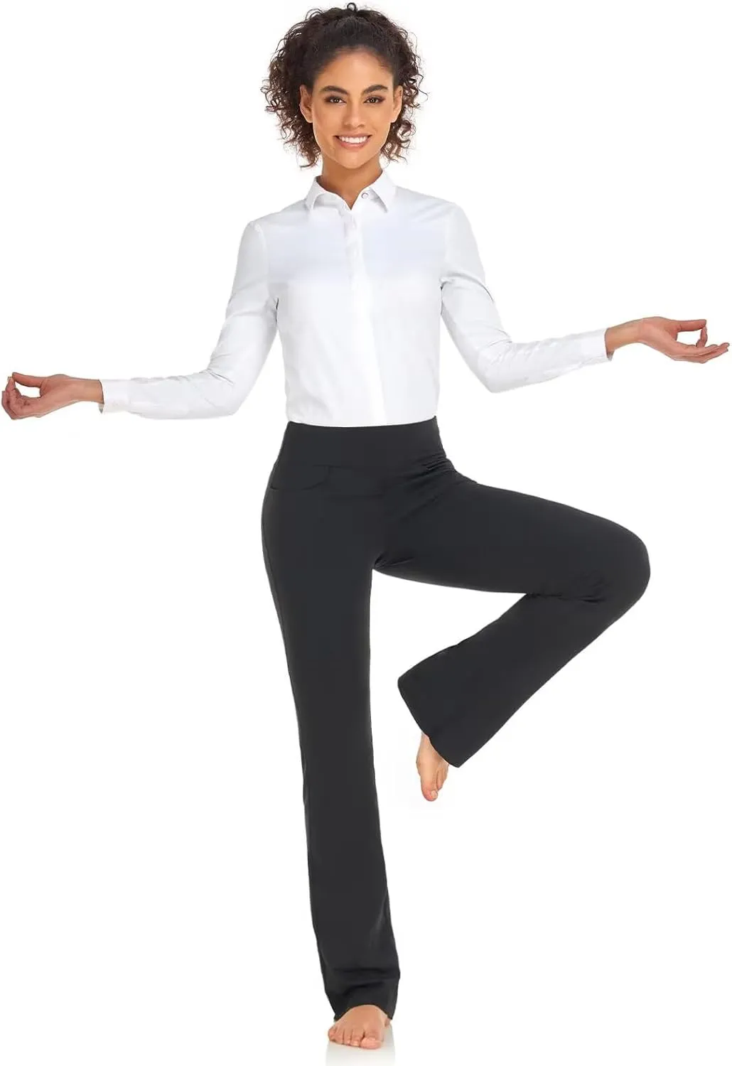 Safort Women's Yoga Pants Straight Leg Yoga Dress Pants 28"/30"/32"/34" Long Tall Inseam Stretch Slacks Pocket for Workout