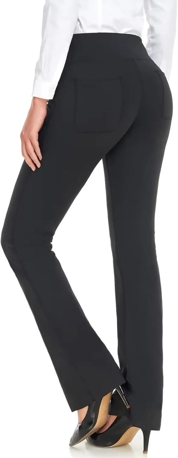 Safort Women's Yoga Pants Straight Leg Yoga Dress Pants 28"/30"/32"/34" Long Tall Inseam Stretch Slacks Pocket for Workout