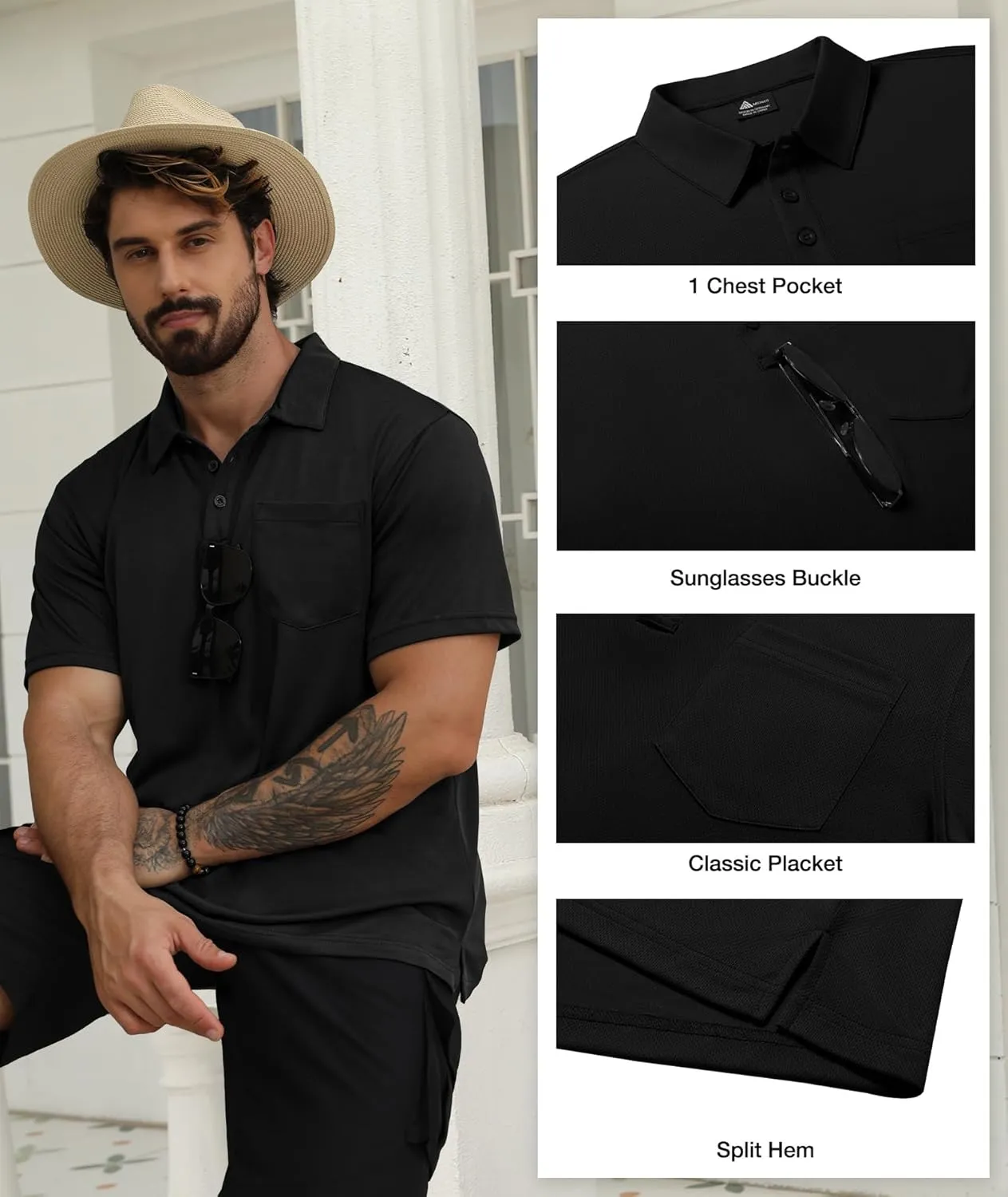 SCODI 5 Pack Mens Pocket Polo Shirts Short Sleeve Multipack Golf Shirt for Men Moisture Wicking Casual Athletic Work T-Shirts