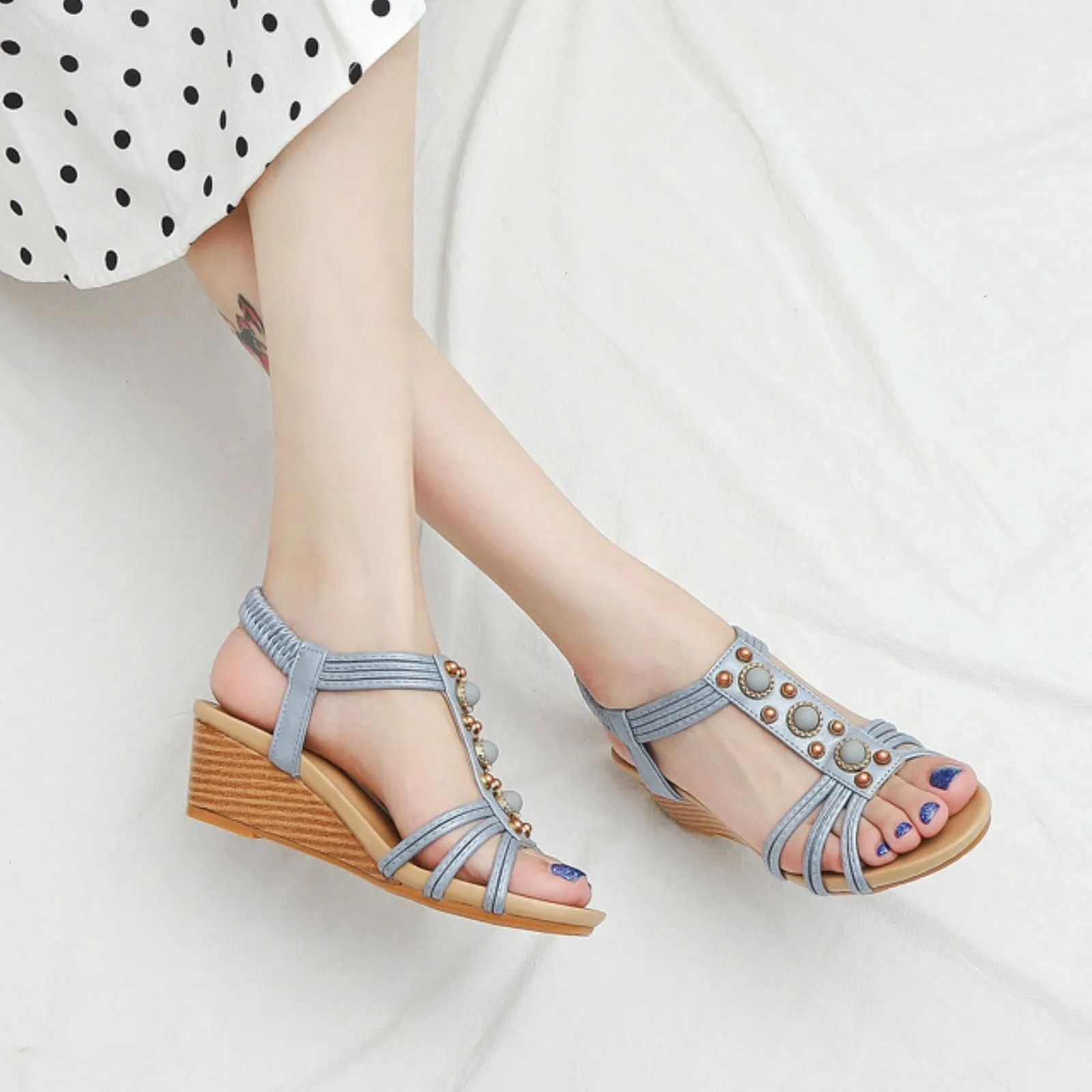 Seaside Roman wedge heel sandals
