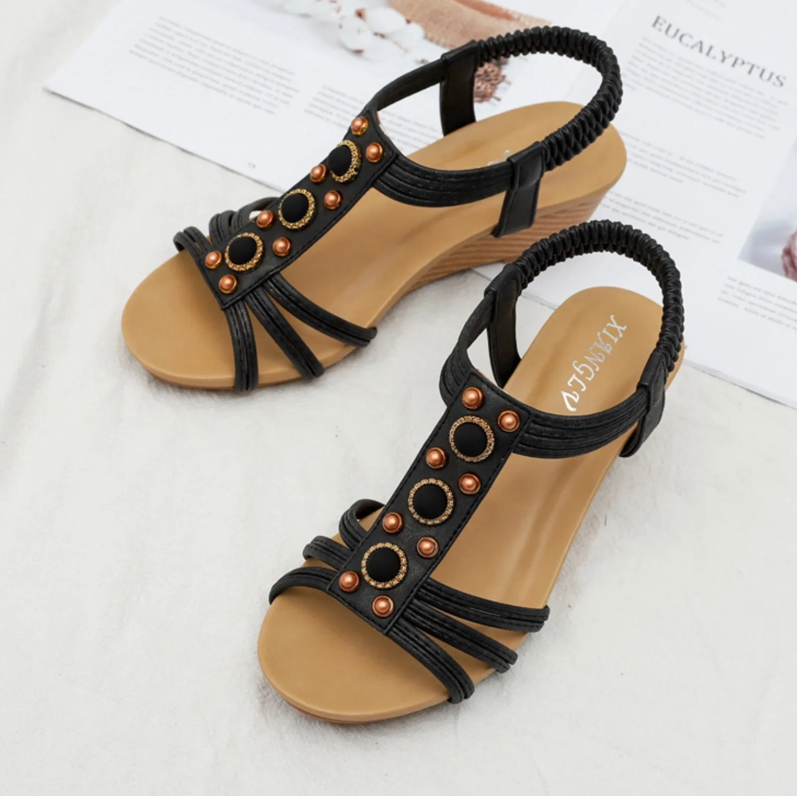 Seaside Roman wedge heel sandals