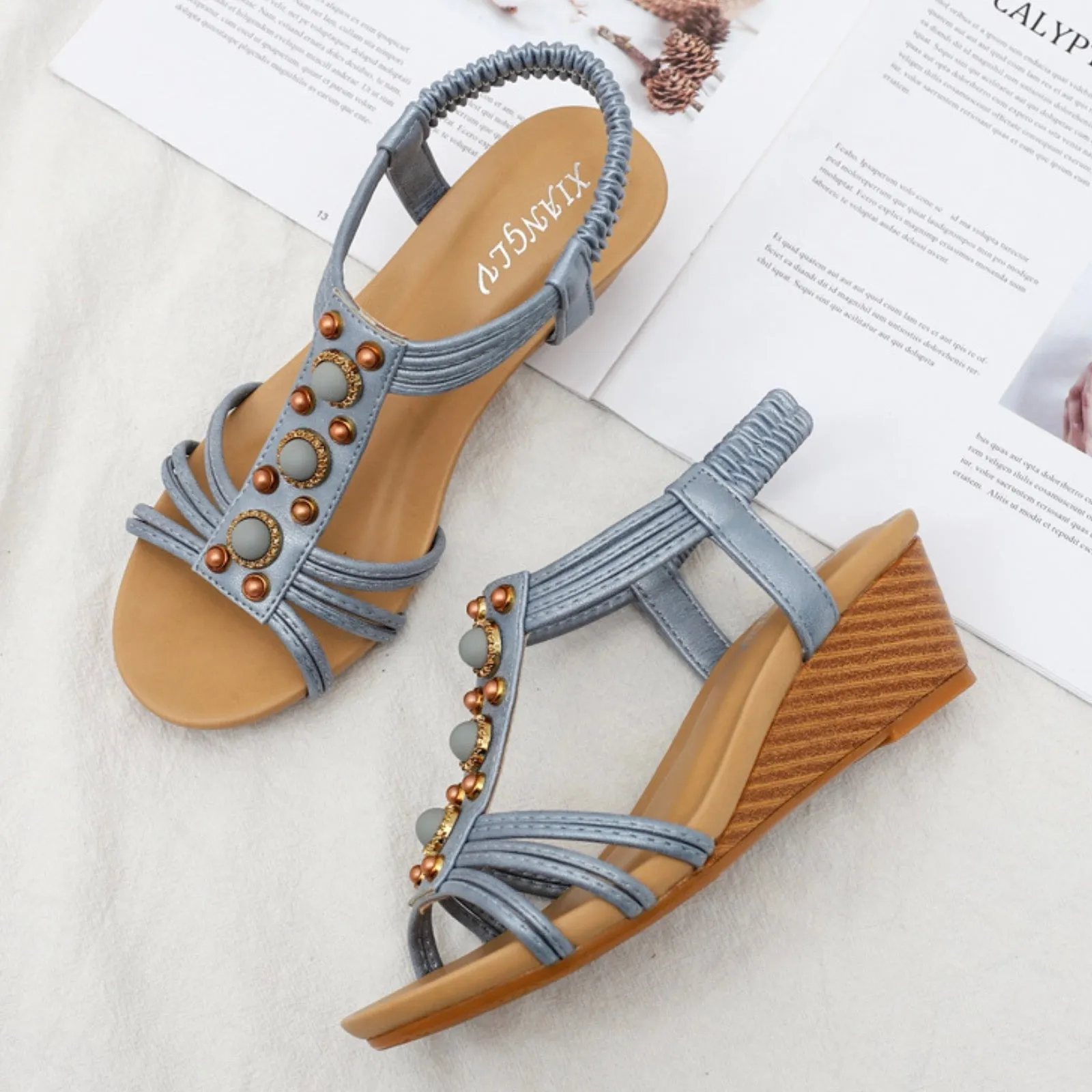 Seaside Roman wedge heel sandals