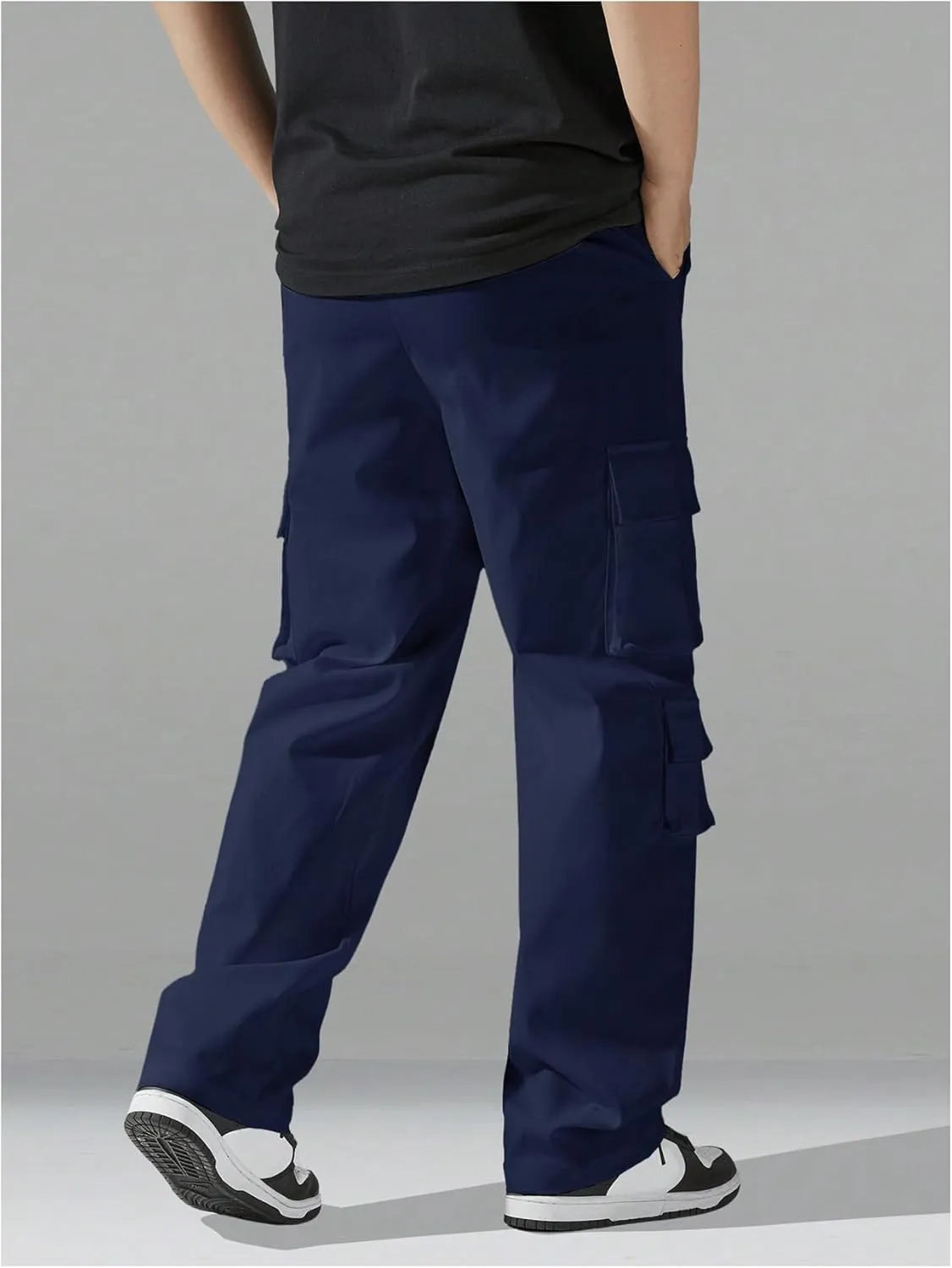 SHENHE Men's Drawstring Waist Workout Cargo Pants Street Casual Loose Pants with Pockets
