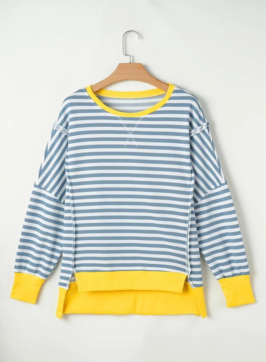 SHEWIN Womens Oversized Reverse Seam Sweatshirt Casual Long Sleeve Pullover Tops Lightweight Loose Crewneck Sweatshirts